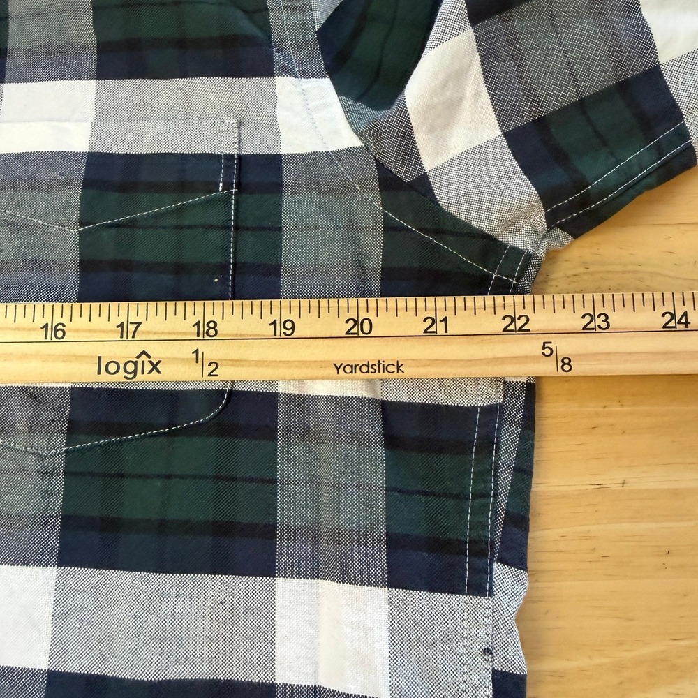 J.Crew OXFORD Mens L Cotton Slim Navy Green White Buffalo Check Plaid C4283 - Picture 6 of 9